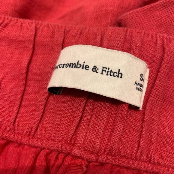 Abercrombie & Fitch Sz S linen blend high rise pleated pullover shorts pockets - Picture 3 of 6